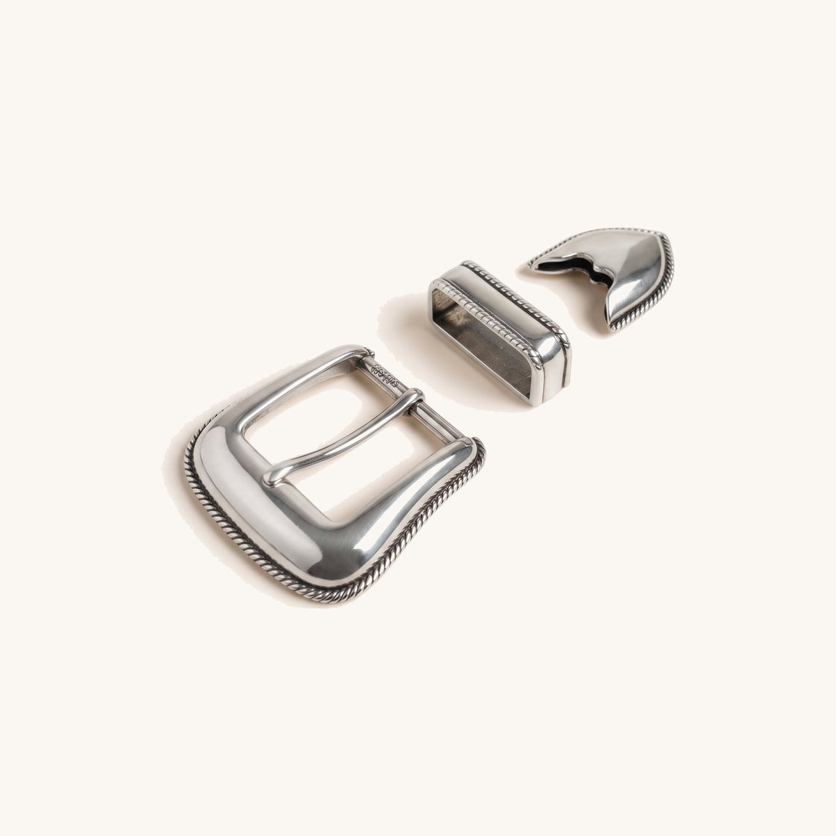 Corded Buckle Set - Silver Corded Buckle Set