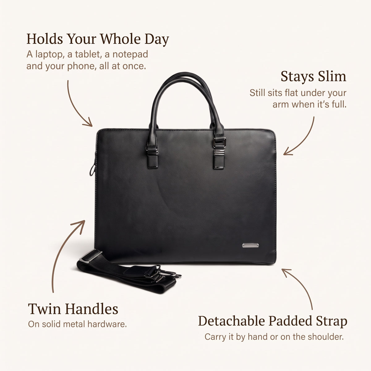 Slim Laptop Briefcase in Black, infographic: what you're paying for [Black]