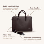 Slim Laptop Briefcase in Dark Brown, infographic: what you're paying for [Dark Brown]
