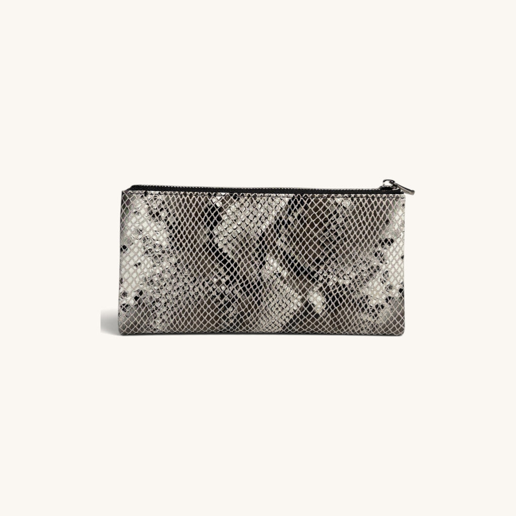 Snake-Embossed Clutch in Grey - back [Grey]