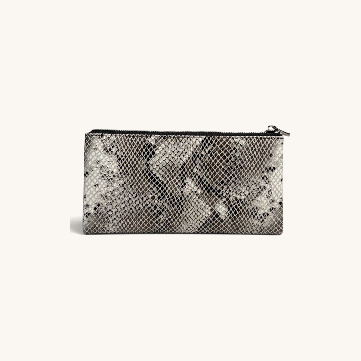 Snake-Embossed Clutch in Grey - back [Grey]