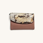 Snake-Embossed Flap Wallet in Pink - front [Pink]
