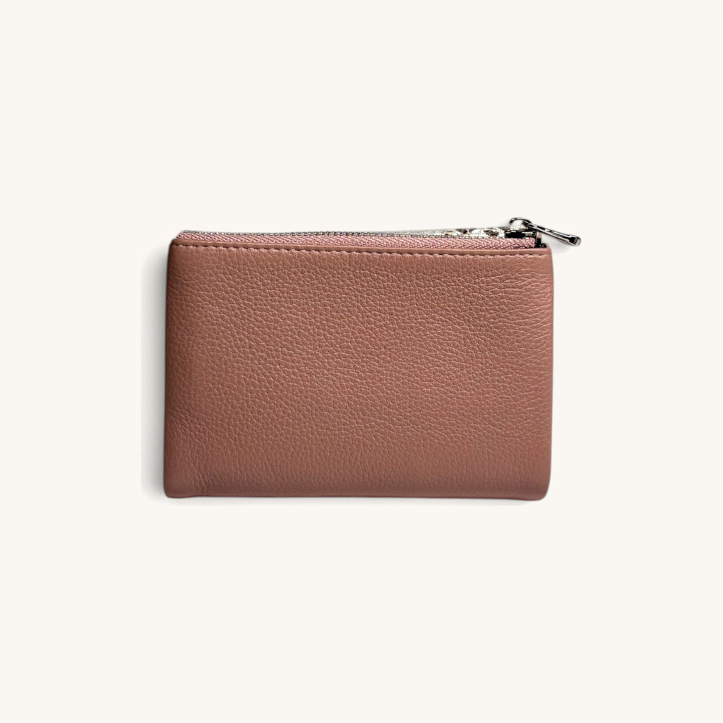 Snake-Embossed Flap Wallet in Pink - back [Pink]