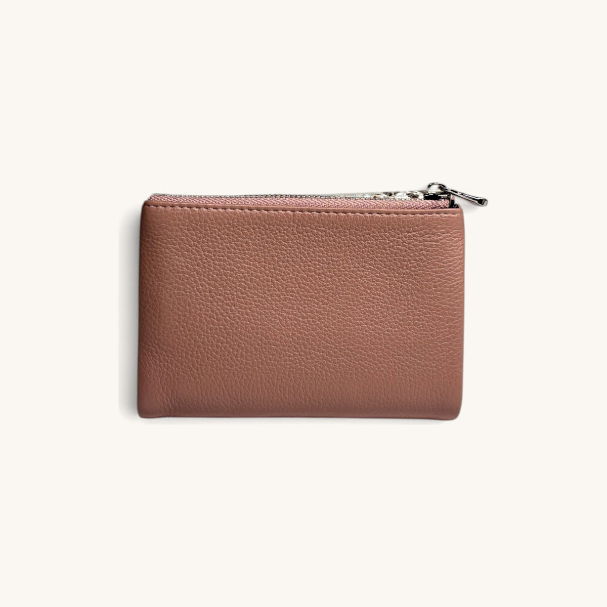 Snake-Embossed Flap Wallet in Pink - back [Pink]